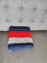Load image into Gallery viewer, Navy, Red and Gray Baby Blanket
