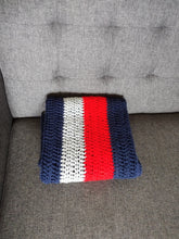 Load image into Gallery viewer, Navy, Red and Gray Baby Blanket