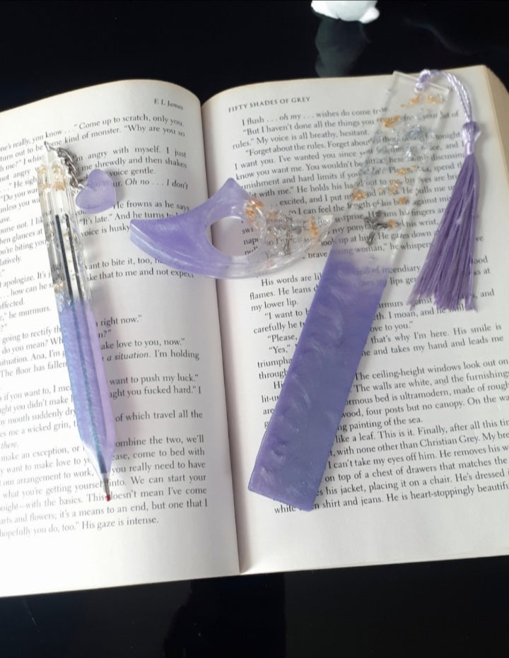 Purple/Gold& Silver Leafing 7-inch Bookmark Sets