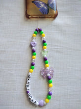 Load image into Gallery viewer, Mardi Gras Heart/Bow Phone Charm
