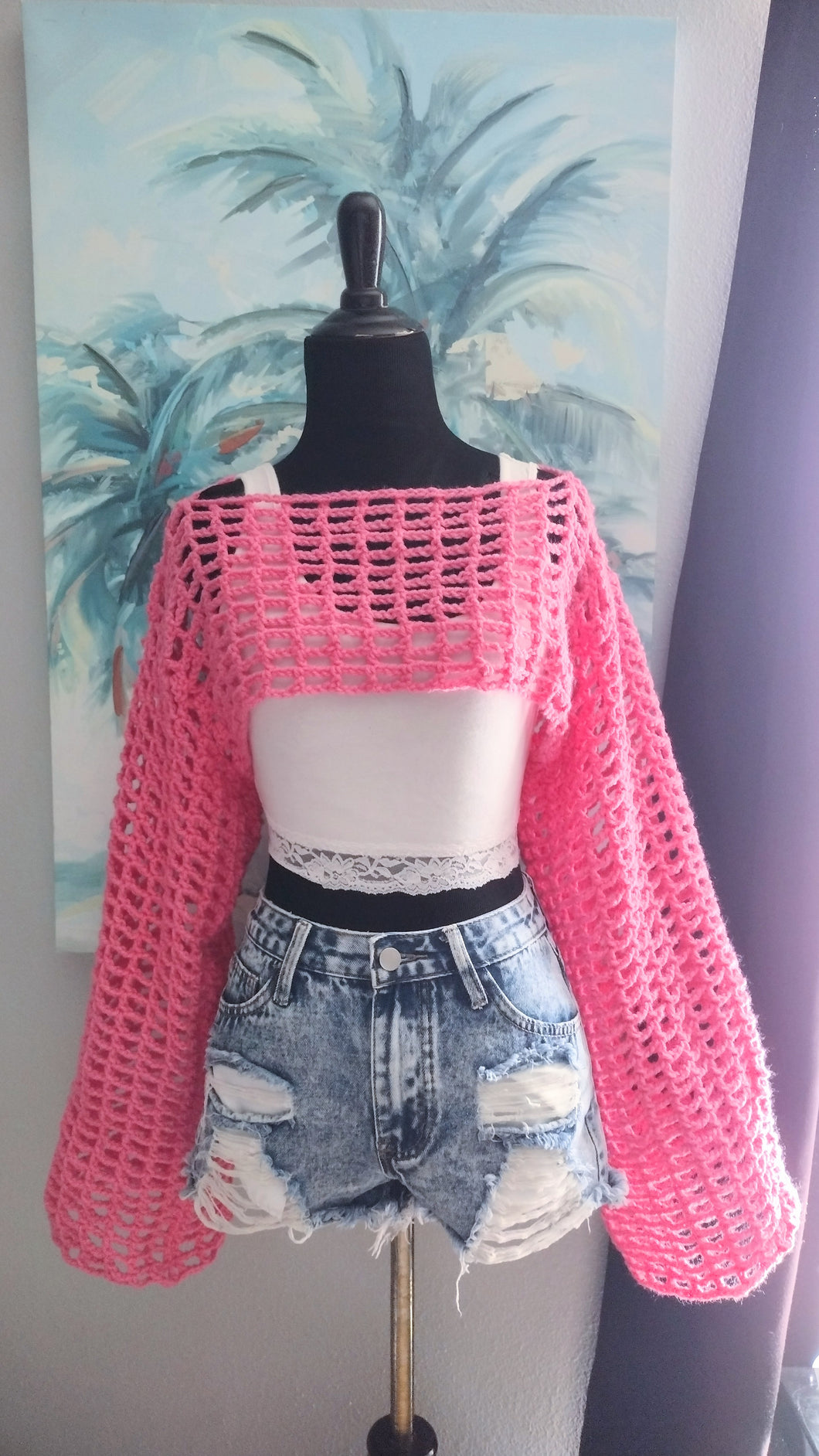 XXL Crochet Shrug Pink