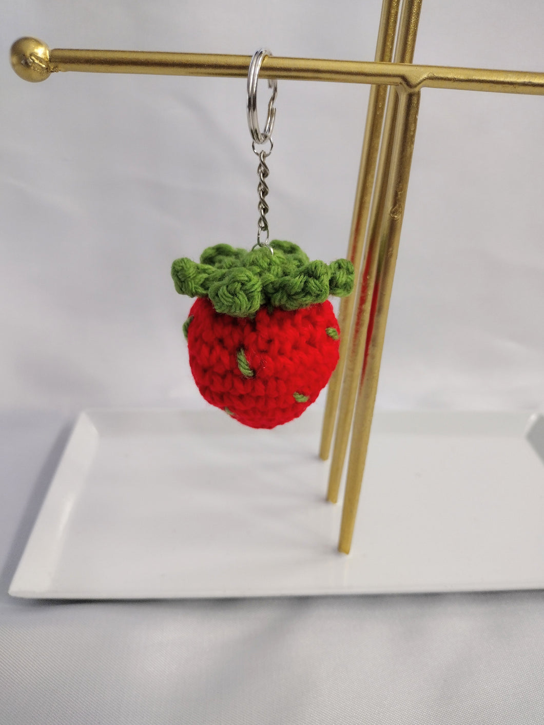 Crochet Strawberry Keychain