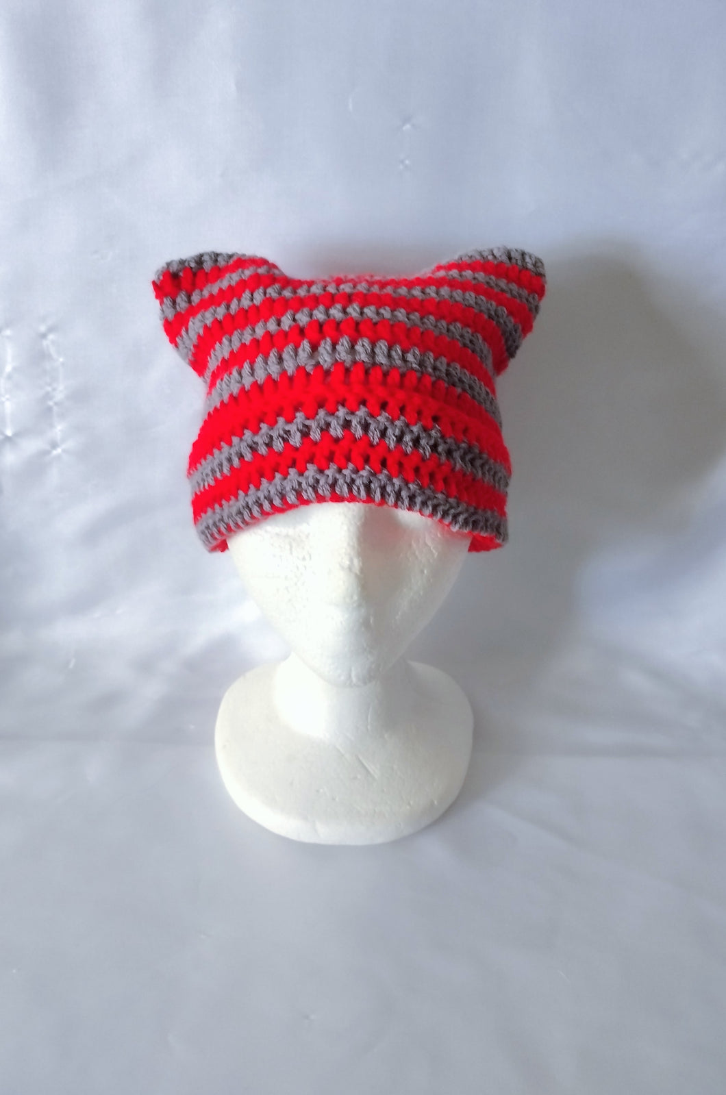 Red/Gray Cat Beanie