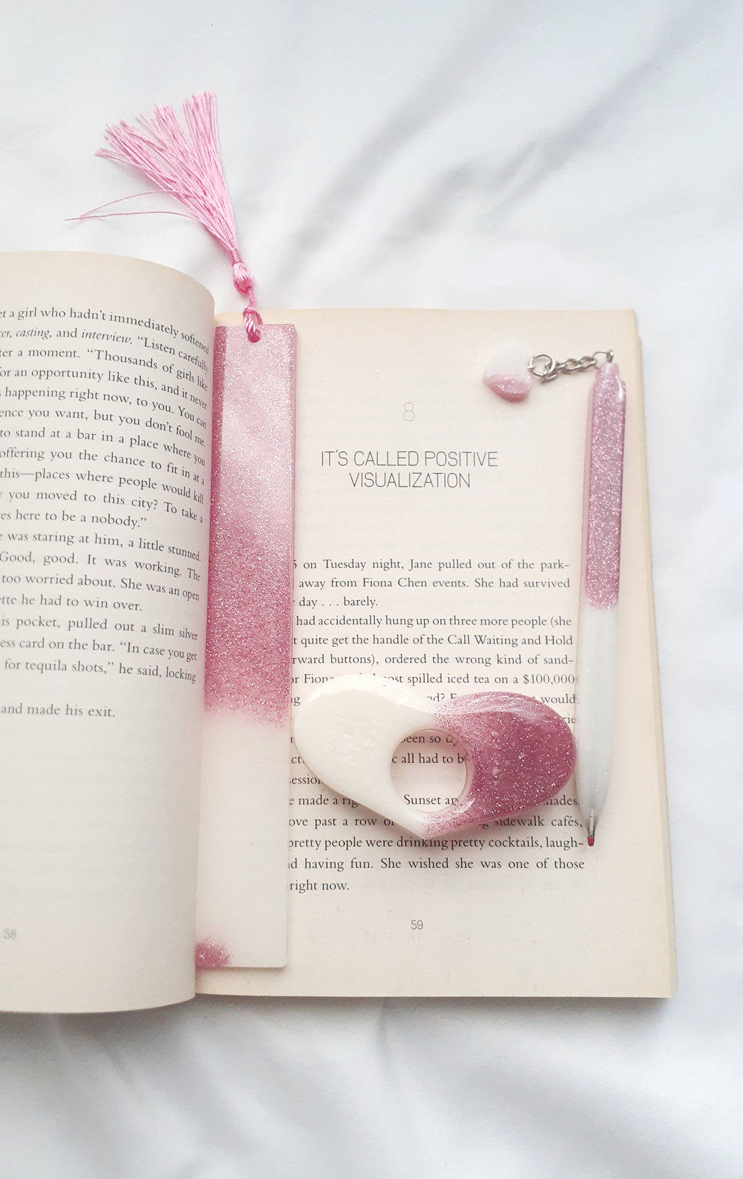 7-inch Bookmark 3pc Set Pink/White