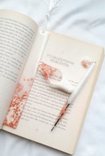 Load image into Gallery viewer, White/Rose Gold Leafing 7-inch Bookmark Sets
