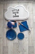 Load image into Gallery viewer, 6pc. Mini Tray Set blue, white and rose gold leaf
