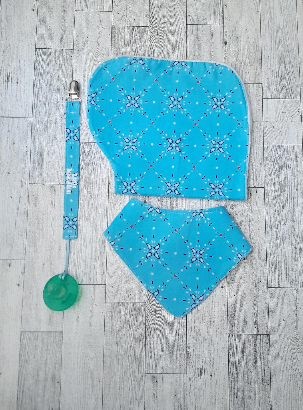 3pc. Gift Set Blue Bandana 6-12mos.