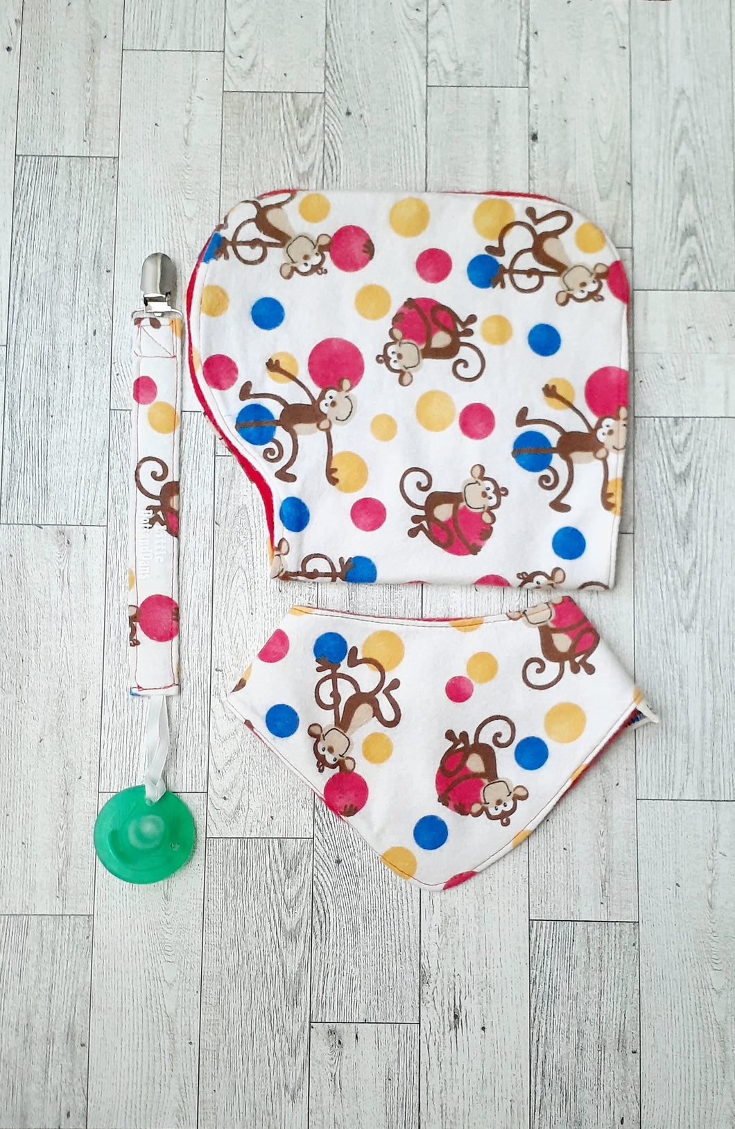 3pc. Gift Set Monkeys (Red) 6-12mos.