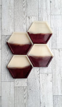 Load image into Gallery viewer, Hexagon Coaster Set of 4 White Glitter &amp; Rhodopsin (Wine)
