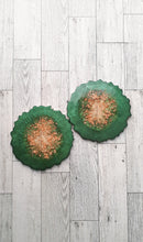 Load image into Gallery viewer, Large Coasters Green and Gold Leaf Coasters (set of 2)
