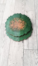 Load image into Gallery viewer, Large Coasters Green and Gold Leaf Coasters (set of 2)
