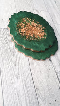 Load image into Gallery viewer, Large Coasters Green and Gold Leaf Coasters (set of 2)
