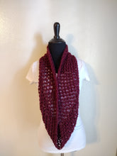 Load image into Gallery viewer, Crochet Infinity Scarf Burgundy
